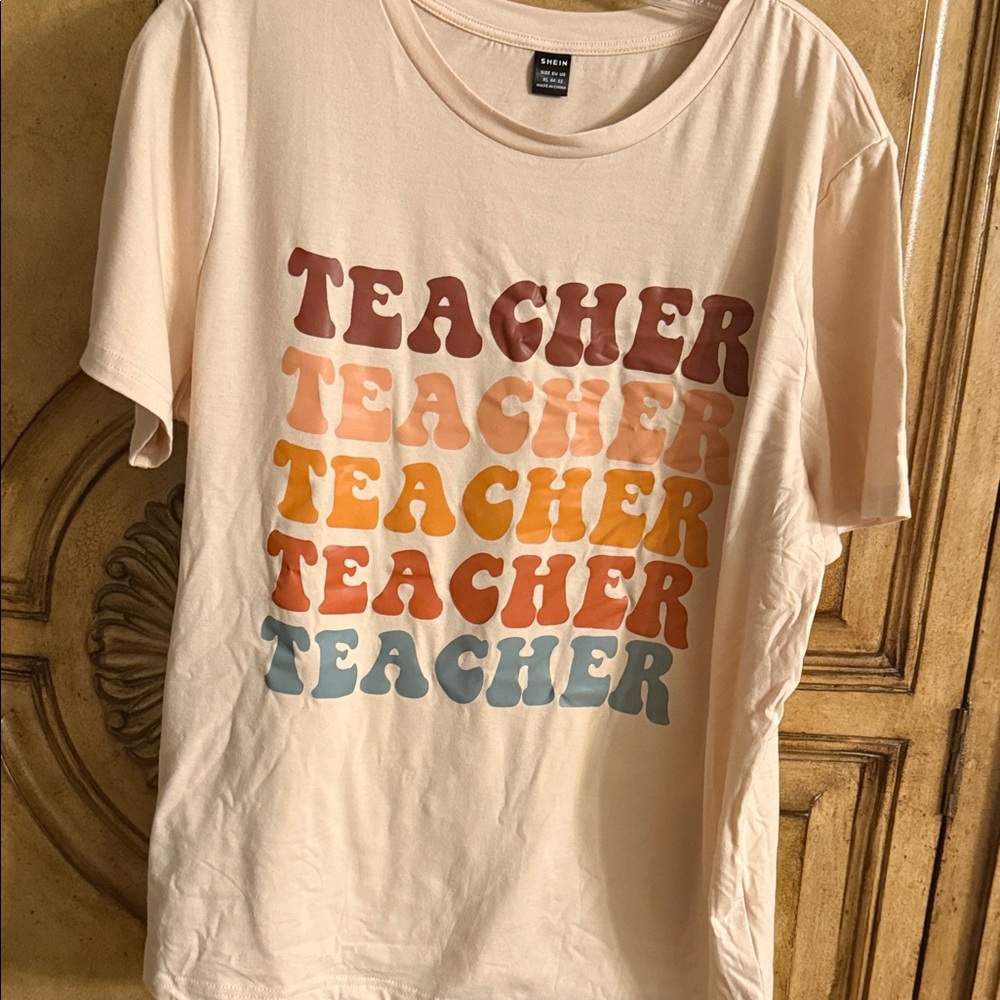Teacher Graphic Tee - Soft Light Tan Top